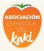 logotipo asociacion española del kaki, silueta de kaki naranja con las palabras asociacion española del kaki dentro en blanco